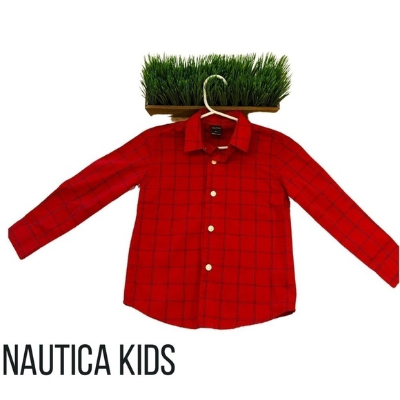 Nautica Other - Nautica Boys 4T Red Plaid Button Down NWOT
